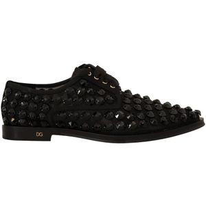 Dolce Gabbana - Lace Up Flats - Zwart - Jeweled Formal Flats