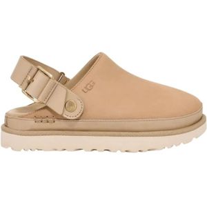 UGG - Goldenstar Villa - Klompen - Beige - Nubuckleer, Voorgevormd Voetbed, EVA-Zool