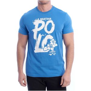 La Martina - Kurzarm T-Shirt - Blauw - 100% Katoen