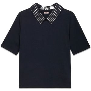 Oltre, Dames, Tops, Blauw, Maat: S Katoen,