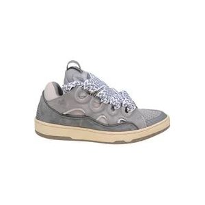 Lanvin Grijze Sneakers van Leer en Suède , Gray , Heren , Maat: 43 EU