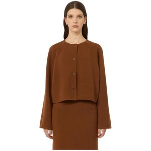 Max Mara, Dames, Truien, Bruin, Maat: XS Leer,