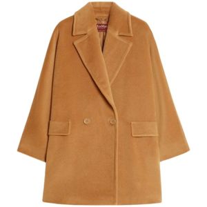 Max Mara Studio, Dames, Mantels, Beige, Maat: 2XS Wol,
