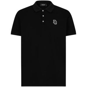 Dsquared2 Tennis Fit Polo , Black , Heren , Maat: XL