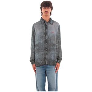 Diesel, Heren, Overhemden, Grijs, Maat: M Denim,