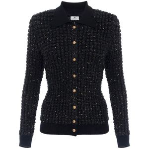 Elisabetta Franchi, Dames, Truien, Zwart, Maat: S