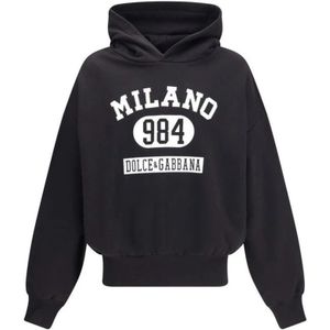 Dolce & Gabbana, Heren, Sweatshirts & Hoodies, Zwart, Maat: S Katoen,