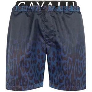 Roberto Cavalli, Heren, Badkleding, Blauw, Maat: 3XL Poliester,