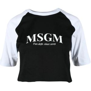 Msgm, Dames, Tops, Zwart, Maat: L Katoen,