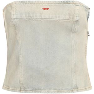 Diesel, Dames, Tops, Blauw, Maat: S Denim,