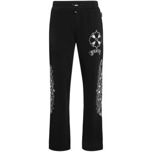 Philipp Plein, Heren, Broeken, Zwart, Maat: S Katoen,