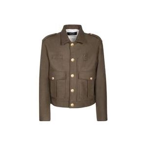 Dsquared2 Army Green Wool-Blend Livery Jas , Green , Heren , Maat: M