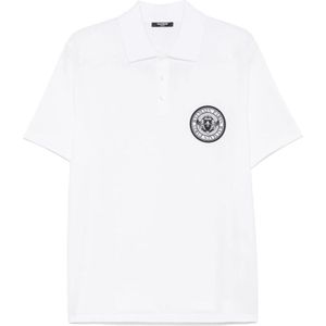 Balmain Witte Polo Korte Mouwen , White , Heren , Maat: XL