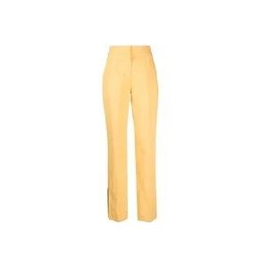 Jacquemus Gele hoge taille broek van linnenmix , Yellow , Dames , Maat: S