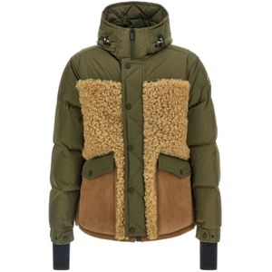 Moncler, Heren, Jassen, Groen, Maat: L Leer,