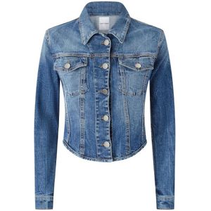 Pinko, Dames, Jassen, Blauw, Maat: XS Denim,