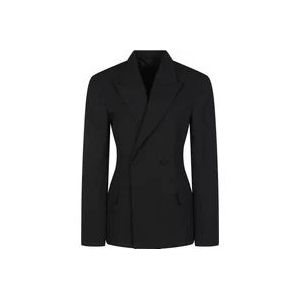 Balenciaga Zwarte jas met ronde schouder en getailleerde taille , Black , Dames , Maat: XS