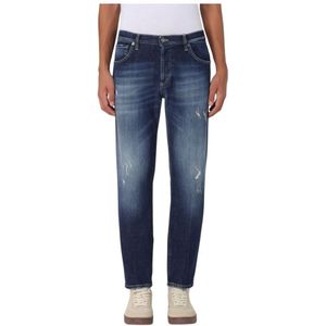 Dondup - Distressed Skinny Jeans - Blauw - Stretch-katoen gewassen denim