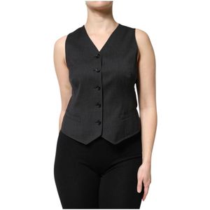 Dolce & Gabbana, Dames, Jassen, Zwart, Maat: S Leer,