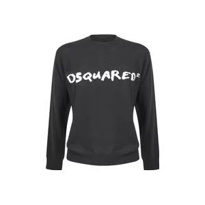 Dsquared2 Zwart Crewneck Sweatshirt met Logo , Black , Heren , Maat: M