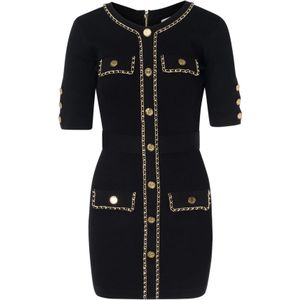 Elisabetta Franchi, Dames, Jurken, Zwart, Maat: L