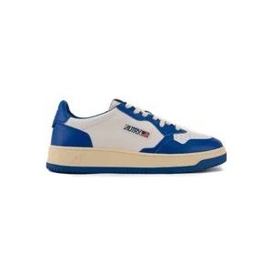 Autry Witte/Blauwe Leren Lage Sneakers , Multicolor , Heren , Maat: 44 EU