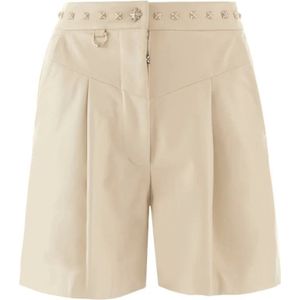 John Richmond, Dames, Korte broeken, Beige, Maat: M Leer,