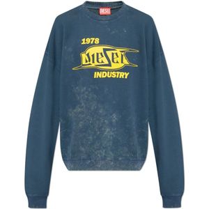 Diesel, Heren, Sweatshirts & Hoodies, Blauw, Maat: L Katoen,