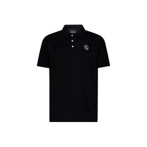 Dsquared2 Zwart Slim-Fit Poloshirt met Logo , Black , Heren , Maat: M