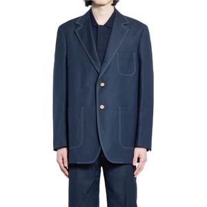 Thom Browne, Heren, Jassen, Blauw, Maat: M Katoen,