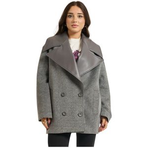 Jijil, Dames, Mantels, Grijs, Maat: 2XS Leer,