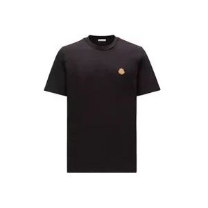 Moncler Geëmbosseerd Logo Zwart T-shirt , Black , Heren , Maat: XL