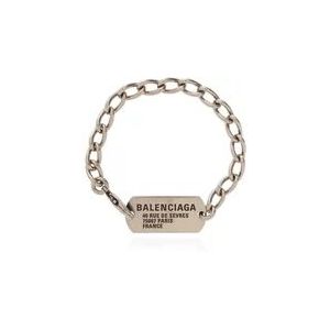 Balenciaga Messing armband met logo , Gray , Heren , Maat: M