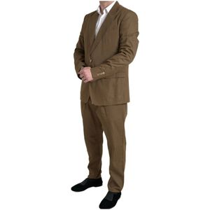 Dolce & Gabbana, Heren, Pakken, Bruin, Maat: 3XL Tweed,