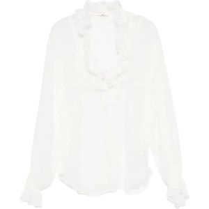 Ermanno Scervino, Dames, Blouses & Shirts, Wit, Maat: M Katoen,