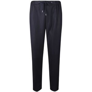 Giorgio Armani, Heren, Broeken, Blauw, Maat: M Leer,