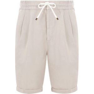 Brunello Cucinelli, Heren, Korte broeken, Beige, Maat: M Linnen,