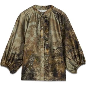 Oltre, Dames, Blouses & Shirts, Groen, Maat: S Satijn,