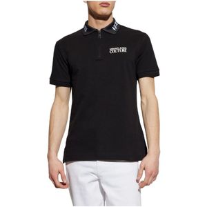 Versace Jeans Couture - Polo - Zwart - Katoen - Bedrukt Logo
