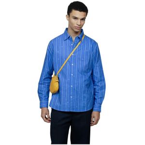 Bram's Fruit, Heren, Overhemden, Blauw, Maat: S Katoen,