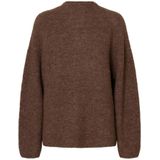 Selected Femme - Sia Ras Ls Knit T-Neck - Bruin - Coltrui - Wol