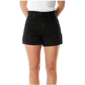 Nudie Jeans, Dames, Korte broeken, Zwart, Maat: W24 Denim,