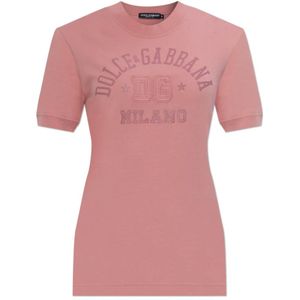 Dolce & Gabbana, Dames, Tops, Roze, Maat: 3XS Katoen,