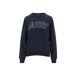 Autry Blauwe Katoenen Sweatshirt met Logo Detail , Blue , Dames , Maat: XS