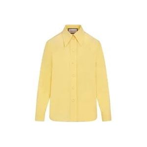 Gucci Gele Iris Zijden Shirt , Yellow , Dames , Maat: 2XS