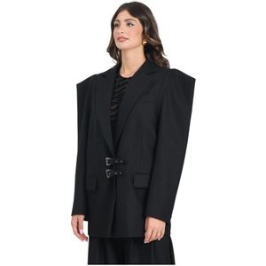 Versace Jeans Couture, Dames, Jassen, Zwart, Maat: XS Leer,