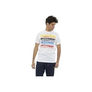 Dsquared2 Color Wave Ronde Hals T-shirt , White , Heren , Maat: XL