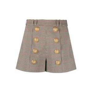 Balmain Wollen shorts met gouden knopen , Brown , Dames , Maat: S