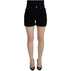 Dolce & Gabbana - Velvet Leopard Print - Shorts - Zwart