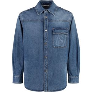 Valentino Garavani, Heren, Overhemden, Blauw, Maat: M Denim,